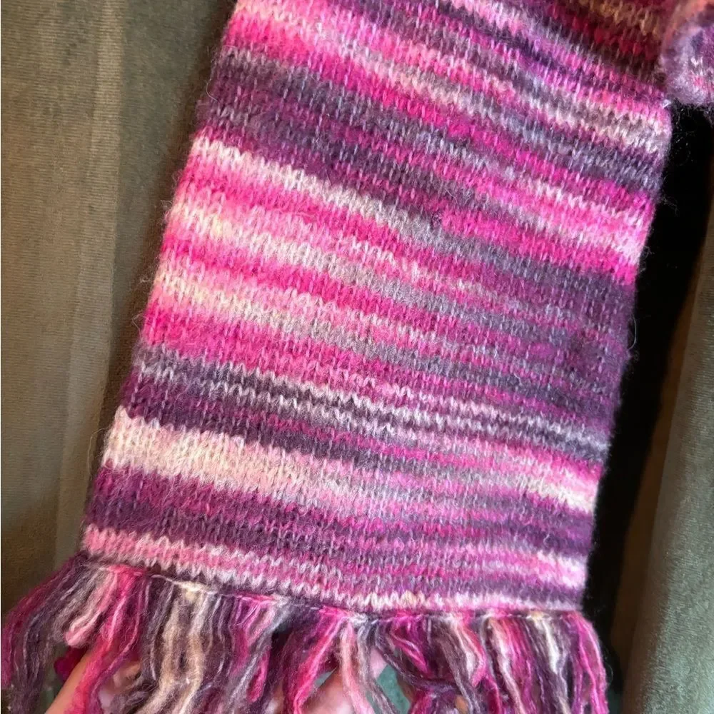 Gorgeous bell, fringe sleeve Striped Pink Sweater
